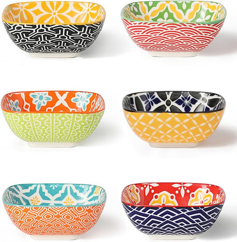 Small Dipping Bowls, Ceramic Dipping Sause Dish for Soy Sauce, 3 Inch Mini Little Bowl Set for Condiments, Sushi, Appetizers, Side Dish, Set of 6...