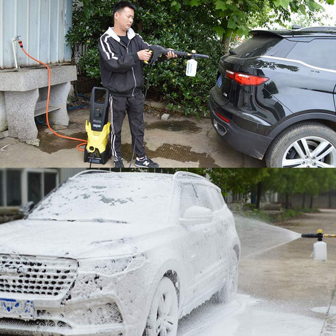 Electric Pressure Washer DIY Foam Cannon with 1/4” Quick Connector & Other 5 Adapters, Power Washer Adjustable Snow Foam Lance 0.6L Bottle, Jet Ca...