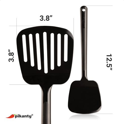 Spatula Turner Set of 2 for Cooking. Great for nonstick cookware. Ideal for Flipping Egg, Pancake and more. Made in USA (Black)...