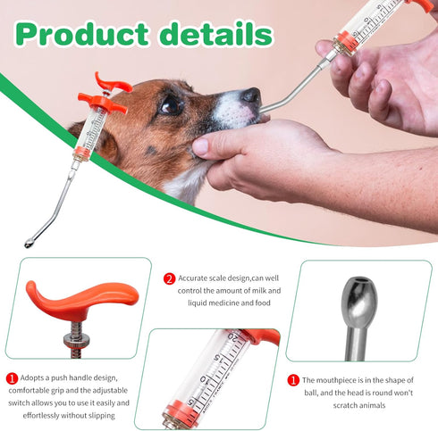 2 Pieces Goat Syringe with 4 Drench Nozzle Adjustable Dosage ,Reusable Drench Syringe for Sheep ,Dog,Goat,Pig, Cat Feeding Supplies(20ML)...