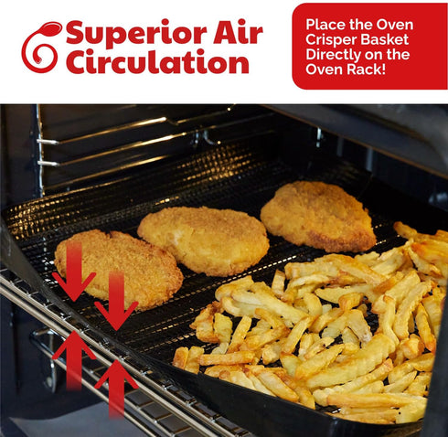Air Fryer Basket for Oven - Non-Stick Oven Air Fryer Basket - Crisping Sheet for Baking Crisp Pizza, Chips, Fries, & More With Less Oil, Butter or...