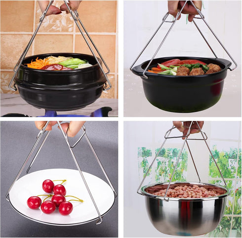 Asian Kitchen Stainless Steel Folding Hot Dish Plate Clip Plate Retriever Tongs...