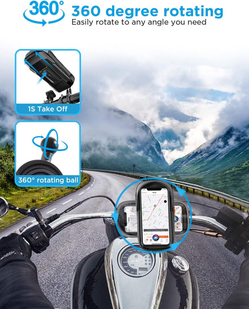 whale fall 360°Rotatable Bike Phone Holder Waterproof, Newest Bike Phone Mount Bike ?Handlebar Bag Bike Accessories Motorcycle Electric Bike Cell ...