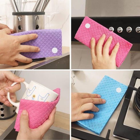 10PACK Swedish Dishcloths for Kitchen, Absorbent Cleaning rags for Washing dishes, Reusable Dish Towels for Cleaning House, Eco-Friendly Wash Clot...