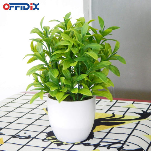 OFFIDIX Mini Plastic Artificial Eucalyptus Leaves Topiary Plant with Pots,Faux Plant Small Plants for Home,Office and Bathroom Decoration...