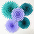 Mermaid Birthday Party Decorations Teal Purple /Wonderland Frozen Party Decorations/Under The Sea Party Supplies Teal Purple Tissue Paper Fan/Froz...