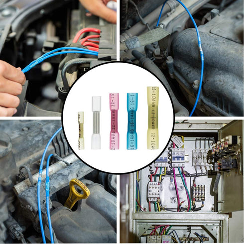 Heat Shrink Wire Connectors - 128PCS Solder Seal Wire Connectors Insulated Waterproof Wire Terminals Electrical Butt Splice Butt Connectors for Ma...