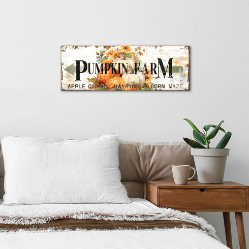 Pumpkin Canvas Wall Art Rustic Farmhouse Fall Picture for Kitchen Dinner Room Autumn Themed Sign Wall Decor Thanksgiving Halloween Festival Harves...