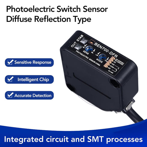 Photoelectric Switch - Photoelectric Beam Sensor Dusk to Dawn Sensor, High Accuracy Diffuse Reflection Infrared Proximity Switch...