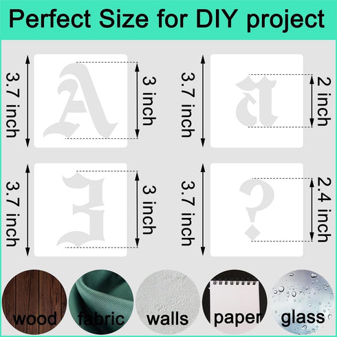 3 Inch Calligraphy Letter Stencils for Painting, 66 PCS Old English Lettering Stencils Reusable Alphabet Stencil Plastic Letters Numbers Templates...