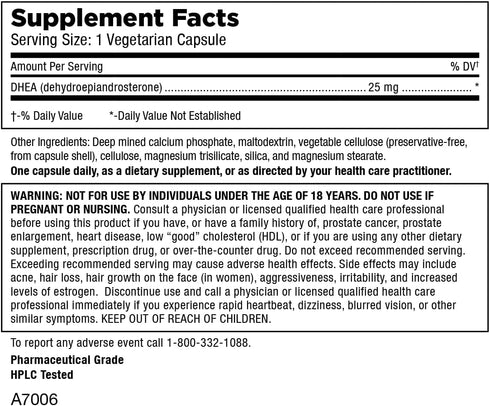 Mt. Angel Vitamins - Pure DHEA 25mg - DHEA Supplement for Men + Women - Supplement to Help Support Healthy Aging, Muscle Integrity, Energy + Hormo...
