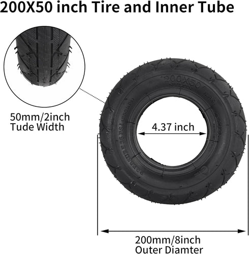 200x50 Tire & Inner Tube Set with TR87 Bent Valve Stem for Electric Scooter Tire Tube Fit for Razor E100 E150 E200 Scooter Replacement Tire Compat...