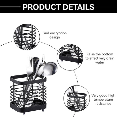 Stainless Steel Utensil Drying Rack, Silverware Drying Basket Basket Draining Basket Kitchen Dish Drainer Dish Drying Rack(S-Black)...