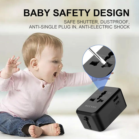 Universal Travel Adapter with USB C, International Power Plug Adapter All in One Worldwide Travel Adapter Power Converters Wall Charger AC Power P...
