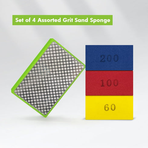 Diamond Hand Polishing Pads, Diamond Sanding Pads for Ceramic Tile Glass Stone Granite Wood Marble Metal, 4PCS Foam Backing Grinding Blocks Grit 6...