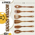 Acacia Wood Spoons for Cooking - 6 Piece Non Stick Wooden Spoon Set - with Slotted Spoon, Salad Fork, Spatula, Pasta Server-Natural Wood Kitchen U...