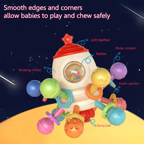 Baby Teething Toys Sensory Infants Toys Baby Teether Rattling Soothing Pacifier Grasping Activities Baby Chew Toys for 6-12-18 Months Boys Girls G...