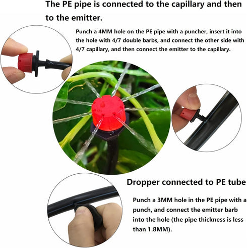 160pcs Two Type 360 Degree Adjustable Irrigation Droppers for 1/4 Inch 4/7mm Tube? Fan Shape and Eight-hole Spray Dripper Micro Drip Sprinklers fo...