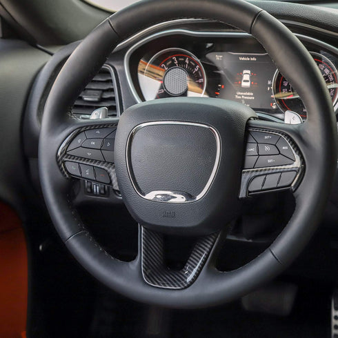 JeCar Steering Wheel Cover Interior Decoration Trim Kits Compatible with Dodge Challenger/Charger 2015-2023/Durango 2014-2020 & Grand Cherokee 201...