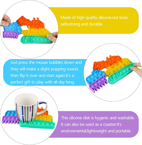 4 Pack Push Pop Bubble Sensory Fidget Toys,Rainbow Simple Fidget Toy Pack Bubble Popper Silicone Squeeze Toy Stress Relief Hand Toys Popping Game(...