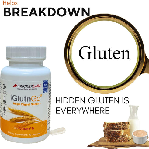 GlutnGo with Tolerase G 100mg Digestion Supplement for Gluten Intolerance, Clinically Proven to Help Digest Gluten, Fast, Effective and Safe Diges...