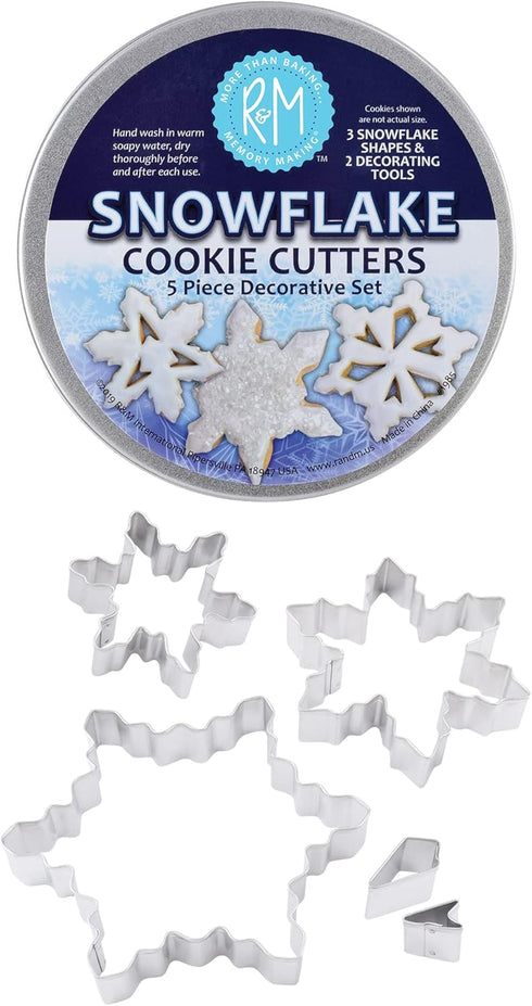 R&M International Snowflake Cookie Cutters, Assorted Designs and Accents, 5-Piece Set...
