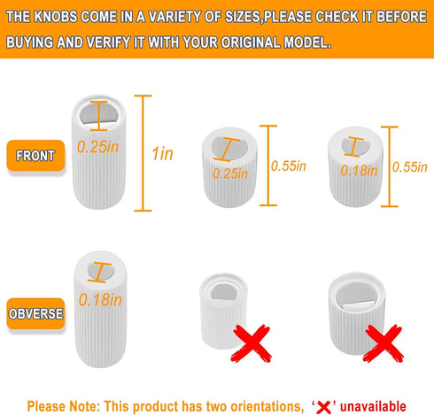 AMI PARTS Universal White Control Knobs with 12 Adapters 4-Pack Universal Knobs for Oven/Stove/Range