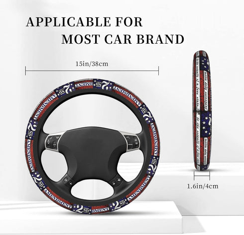 2nd American Flag Steering Wheel Cover - Universal Elastic Stretch Steering Wheel Covers Fits Most Vehicles...