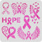 BENECREAT Ribbon Pattern Plastic Painting Stencils Templates, 12x12 inch Ribbons Wings Butterflies Heart Breast Cancer Prevention Theme Stencils f...
