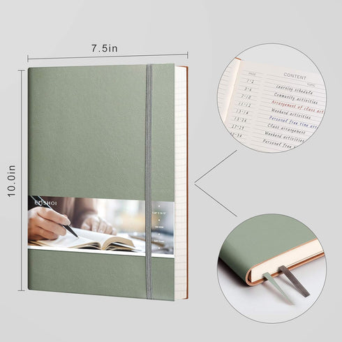 EMSHOI College Ruled Composition Notebook - Large B5 Notebook Lined Journal Leather with Free Sticky Notes, 204 Numbered Pages,100gsm Thick Lined ...