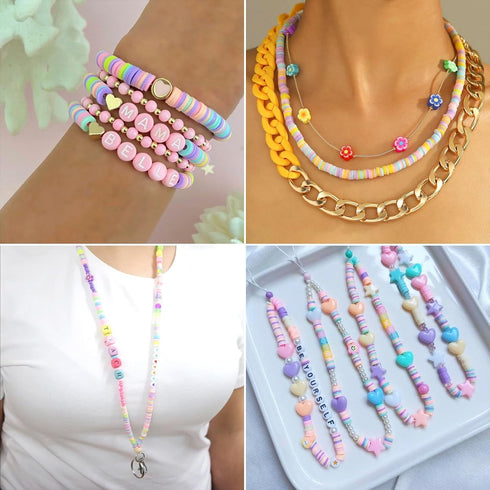 6mm Heishi Clay Beads Cheriswelry Multicolor Flat Round Disc Polymer Clay Spacer Beads 10 Strands About 3200pcs Loose Handmade Beads for DIY Jewel...