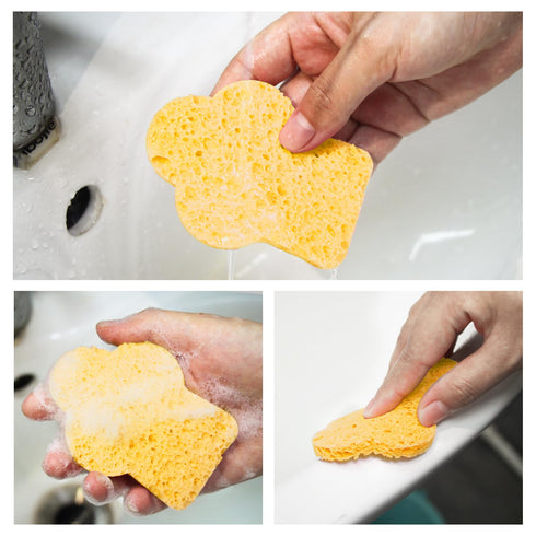 50-Count Makeup Sponge, Facial Sponges Compressed Make Up Sponges for Face Compress Exfoliating Removal Blender Makeup Sponge (Half Flower - Yello...
