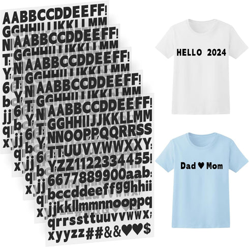 1 Inch Iron on Letters and Numbers for Clothing, 5 Sheets 755 Pieces Vinyl Heat Transfers Letters with A-Z and 0-9 Iron on Letters for Fabric Numb...