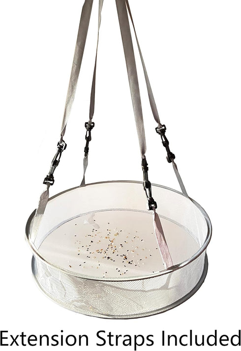 19" Seed/Shell Catcher for Bird Feeders Platform 19 x 19 x 4 inches Birdseed Hoop Outdoor Garden Hanging Tray (White)...