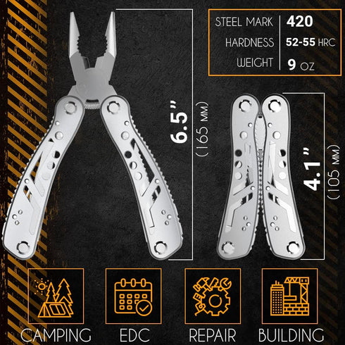 Multitool 24-in-1 with Mini Tools Knife Pliers and 11 Bits - Multi Tool All in One Multi Function Gear for Men Best Multi-tool Kit for Work EDC Ca...