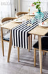 BOXAN Classic Black and White Striped Table Runner, Modern Stripes Pattern Elegant Cotton Canvas Table Top Decor for Art Deco Wedding, Bridal Show...