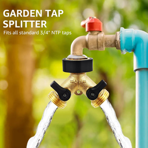 Heavy Duty Garden Faucet Splitter Hose Splitter with Shut-Off Valves Garden Hose Splitter Y Splitter Connect Faucet for Outdoor Garden Irrigation ...