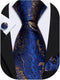 Barry.Wang Mens Tie Set Paisley Necktie Pocket Square Cufflinks Formal Wedding Business Party...