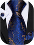 Barry.Wang Mens Tie Set Paisley Necktie Pocket Square Cufflinks Formal Wedding Business Party...