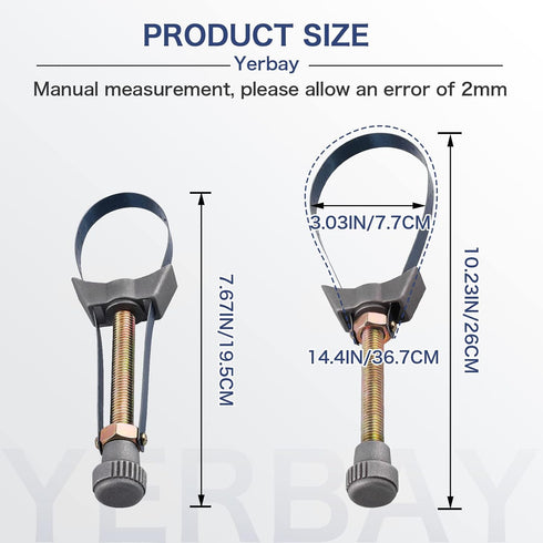 Yerbay Adjustable Oil Filter Wrench Removal Tool 60-120mm Diameter Adjustable Cap Spanner Strap Wrench Repair tool for Motorcycle Car...