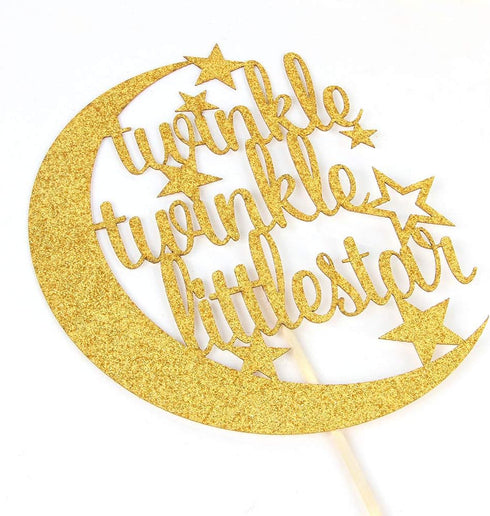 Gold Glitter Twinkle Twinkle Little Star Cake Topper for Baby Shower,Gender Reveal,Baby 1st 2nd Birthday Party Decorations Supplies...