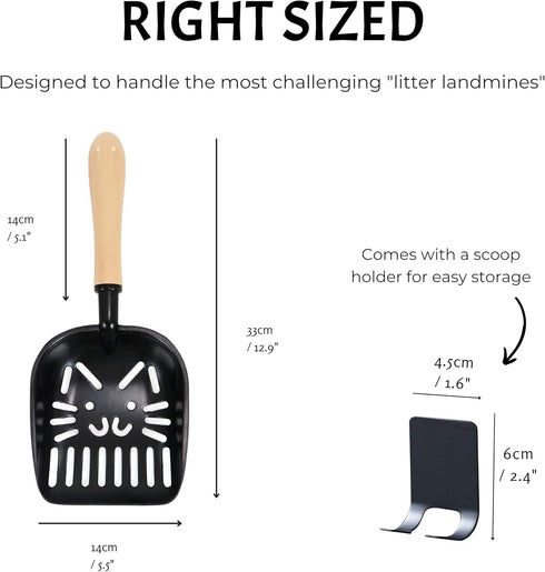Cat Litter Scoop - Large Metal Cat Litter Scooper with Holder - Non-Stick, Easy to Clean Kitty Litter Scoop, Deep Shovel Cat Scooper for Litter Bo...