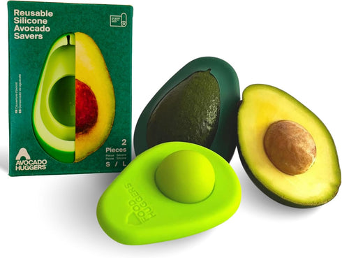 Food Huggers Avocado Huggers 2pc Silicone Reusable Avocado Savers with Pit Storage | BPA Free, Dishwasher Safe Holder | Large & Small Set...