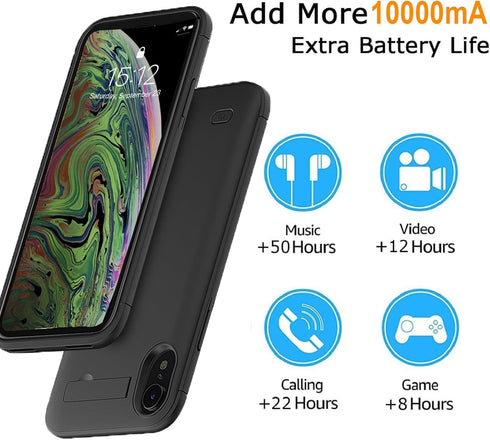 Battery Case for iPhone XR - 6.1 inch-10000mAh?Portable Rechargeable Charger Case with 1x Screen Protector & 1x Cable Extended Battery Pack for iP...