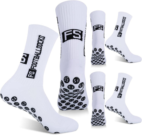 3 Pairs Non Slip Sport Soccer Socks Anti Slip Football Socks Unisex Athletic Sports Socks with Rubber Dots Breathable Basketball Socks for Footbal...