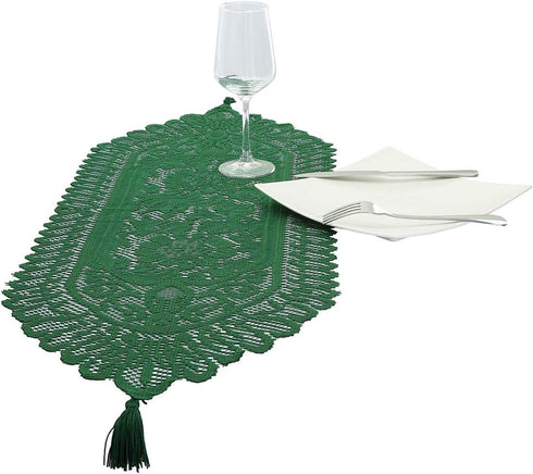 rockcloud Lace Table Cloth Runner for Wedding Banquet Decorations, Christmas Party Table Decor , Green, 13 x 35 Inch...