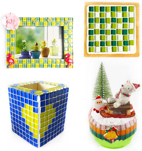 200pcs/200g Pack of Mosaic Tile Supplies for DIY Crafts, Plates, Picture Frames, Flowerpots, Handmade Jewelry – 1x1 cm Square Glass Decorative Til...