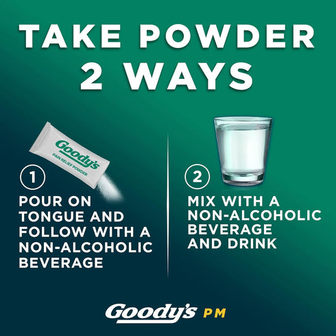 Goody's PM Nighttime Powder, Acetaminophen 500mg, Dissolve Packs for Pain with Sleeplessness, 6 Individual Packets, 12 Pack...