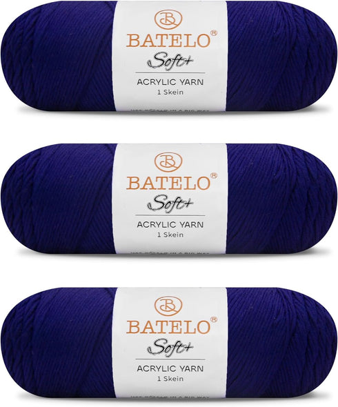 Soft Navy Blue Yarn 1008 Yards - 3 Pack Acrylic Yarn of 200g/7.5oz - 4 Medium (Worsted) - Crocheting, Knitting, Amigurumi, Craft......