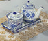 123Arts Ceramic Sugar Bowl Flower Relief Seasoning Jar Spice Jar with Lid and Spoon...